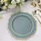 20 DUSTY BLUE 10.5" Round Plastic Dinner Plates GOLD Scalloped Rim